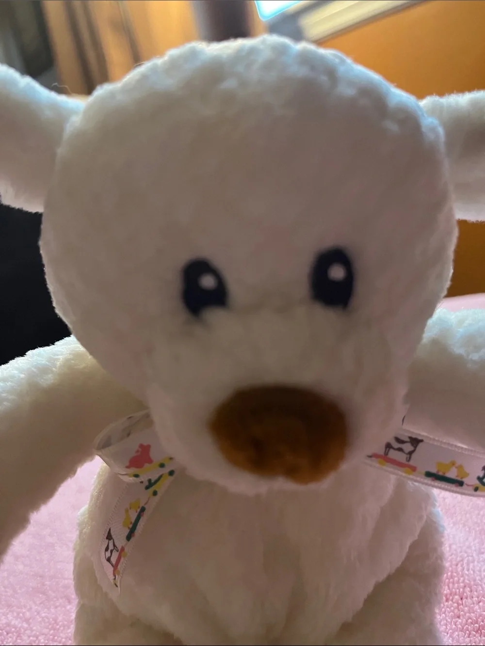 Plush White Teddy Bear with Ribbon - Soft Kids Toy by GUND